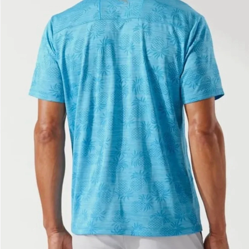 Tommy Bahama Island Zone Palm Coast Pineapple Short Sleeve Polo Size L ~ Green - Picture 5 of 7